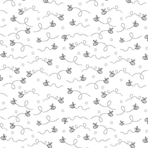 Flannel Doodle Baby Bee White