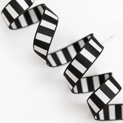 1" Bold Stripe Webbing Black 7 White
