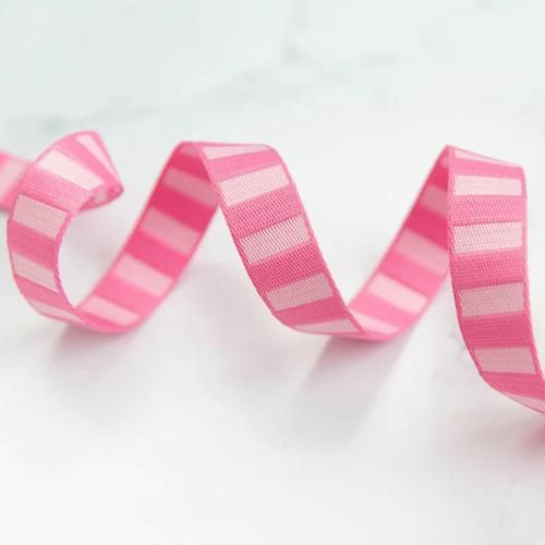 1" Bold Stripe Webbing Flamingo &amp; Pale Pink