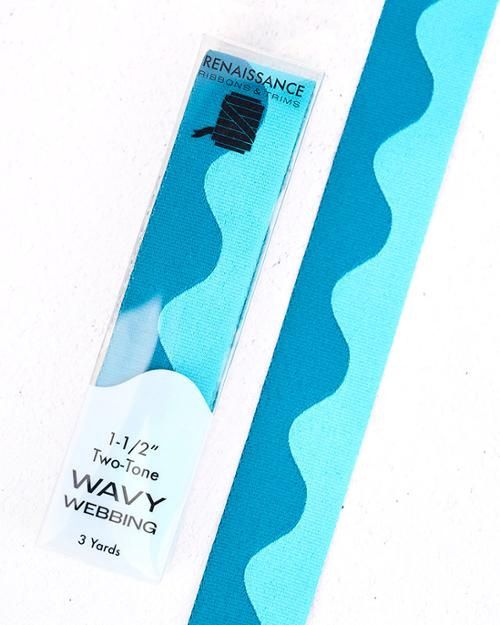 1-1/2" Wavy Webbing Aquamarine (3yds)