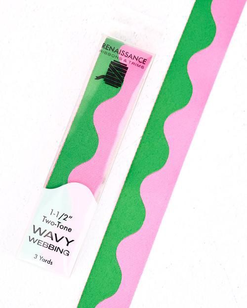 1-1/2" Wavy Webbing Dragonfruit (3yds)