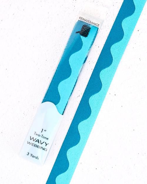 1" Wavy Webbing Aquamarine (3yds)