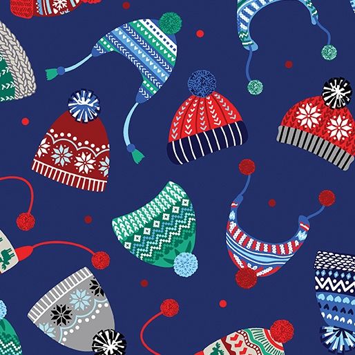 Flannel Winter Wonders Cozy Hats Navy