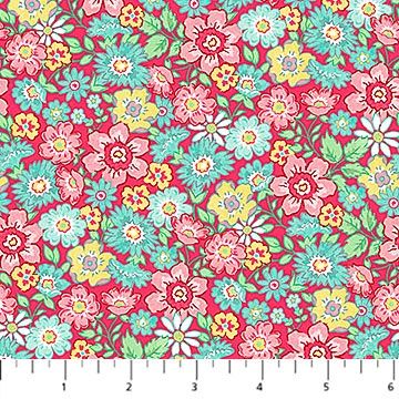 Quilting In Bloom Packed Floral Red Multi