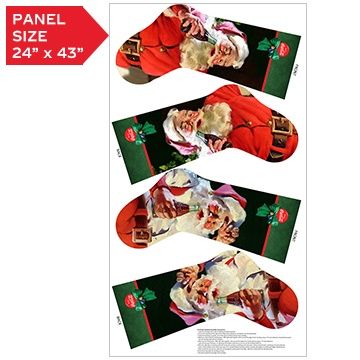 Coca Cola Santa Stocking Panel 24" x 44"