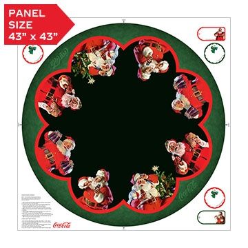 Coca Cola Santa Tree Skirt Panel 45" x 44"