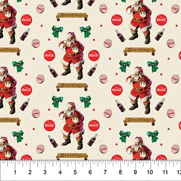 Coca Cola Santa Santa Greetings Multi Taupe