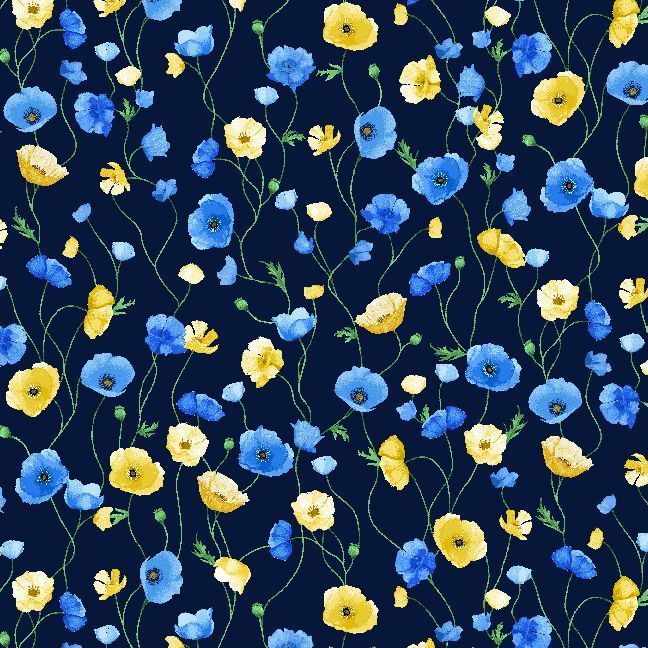 Poppy Serenade Poppies on Vines Night