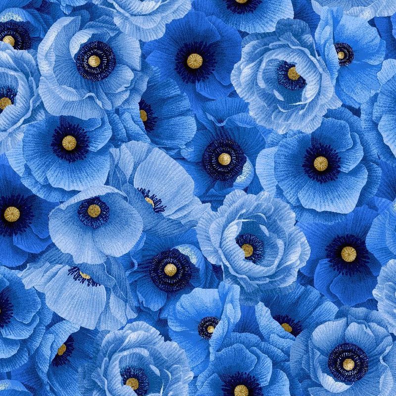 Poppy Serenade Packed Poppies Blue