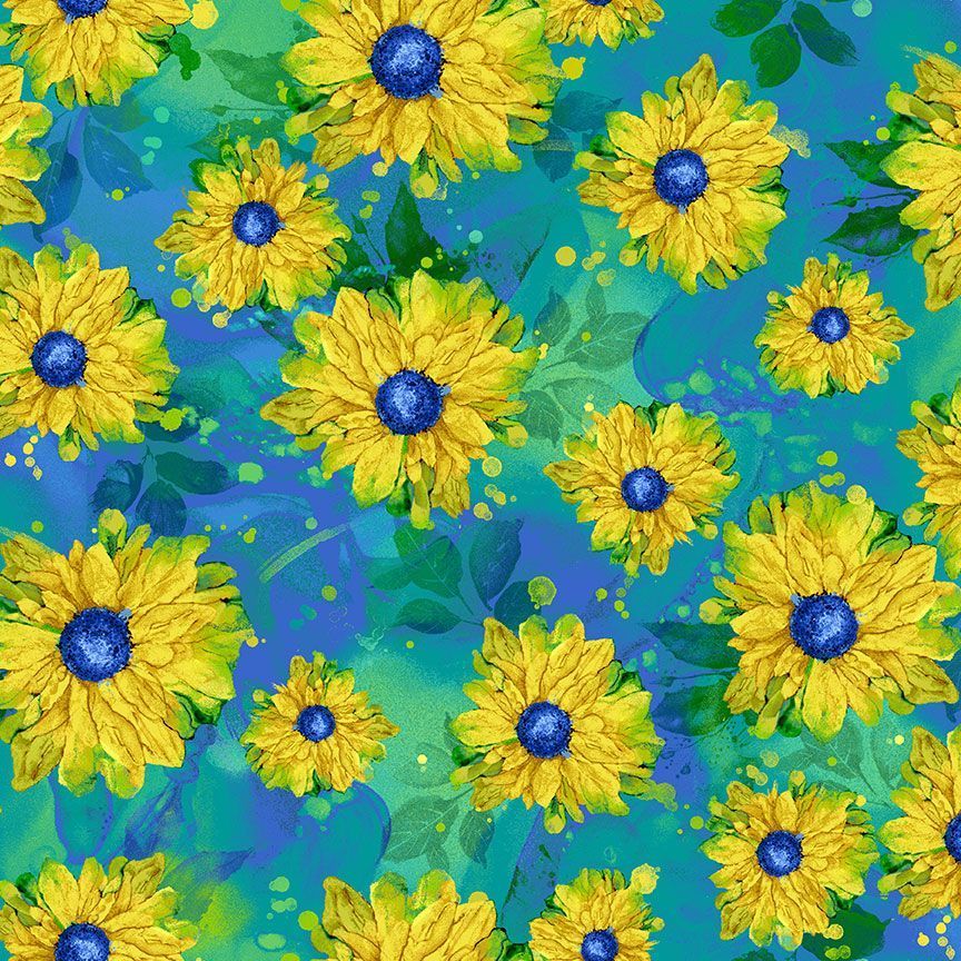 Provence Tossed Sunflowers Green