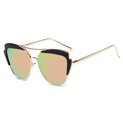 Galveston - Women's Brow Bar Mirrored Lens Cat Eye Sunglasses
