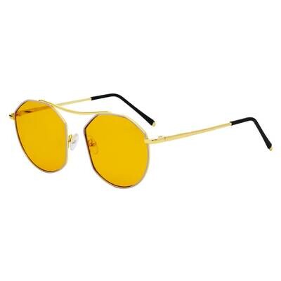 CHOCTAW - Round Tinted Geometric Brow-Bar Fashion Sunglasses