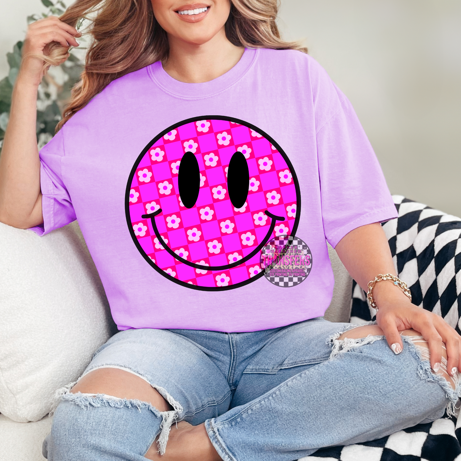 PINK CHECKERED SMILEY
