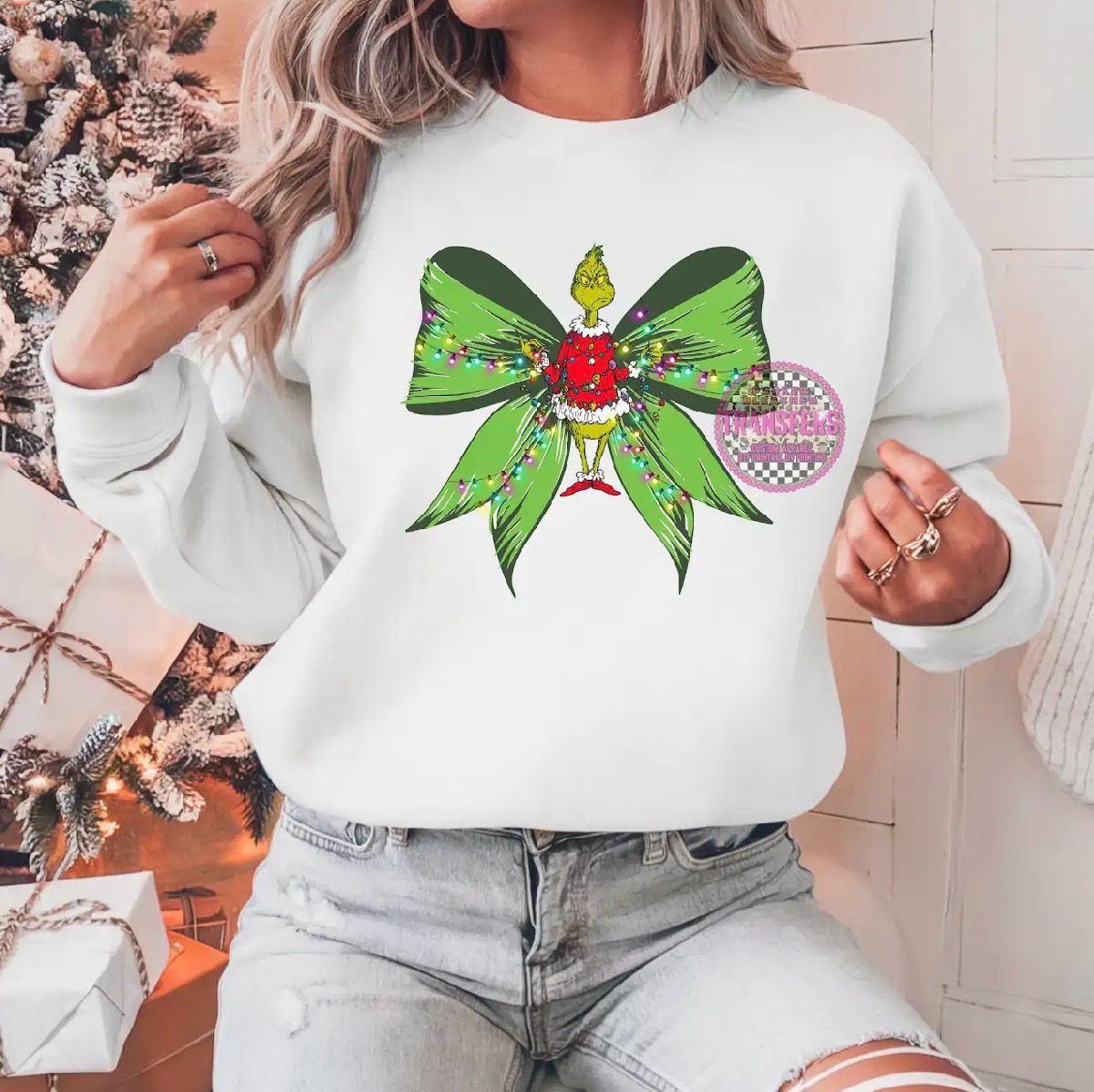 CHRISTMAS BOW WITH GRINCH