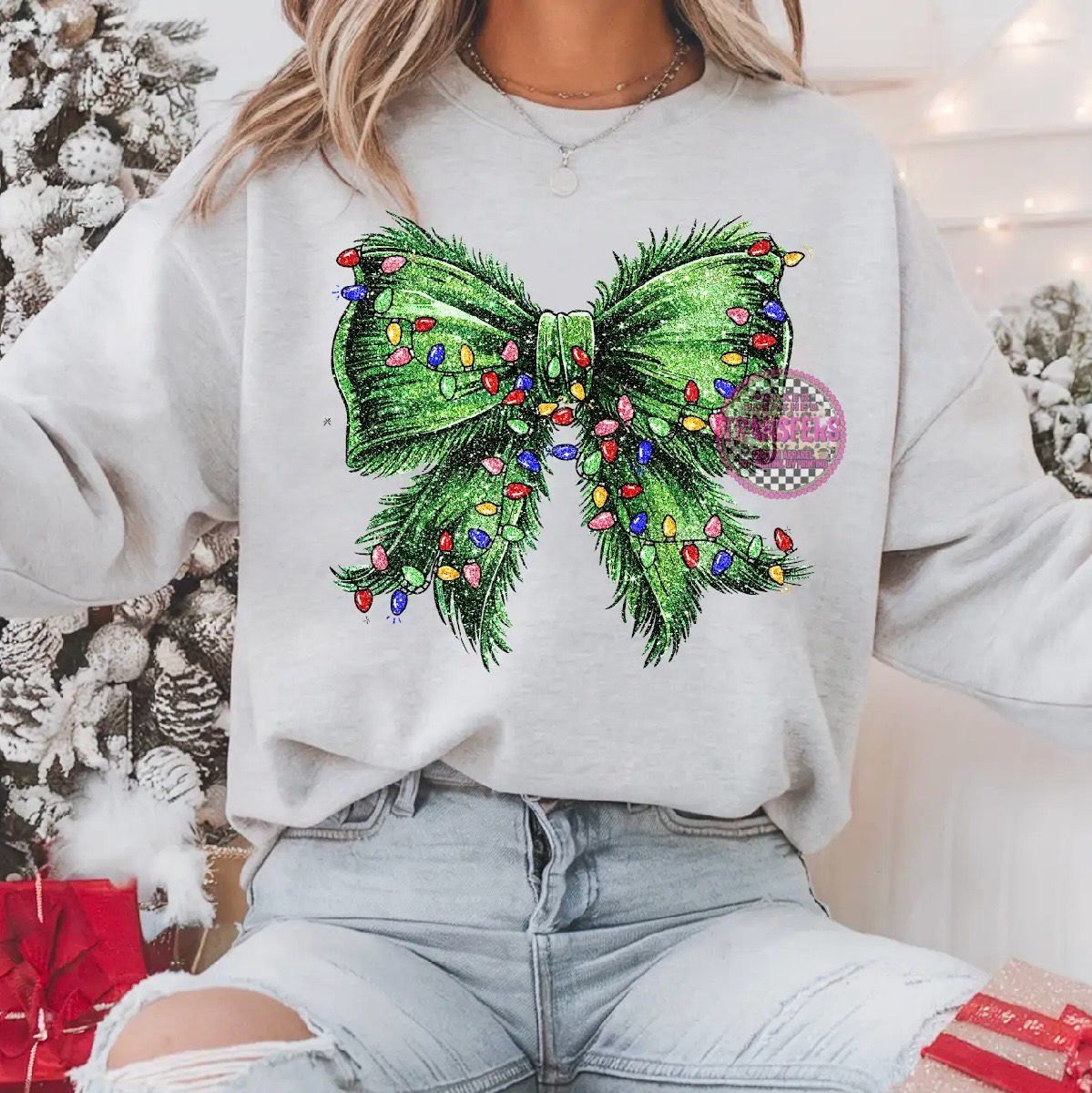 GRINCH BOW WITH LIGHTS