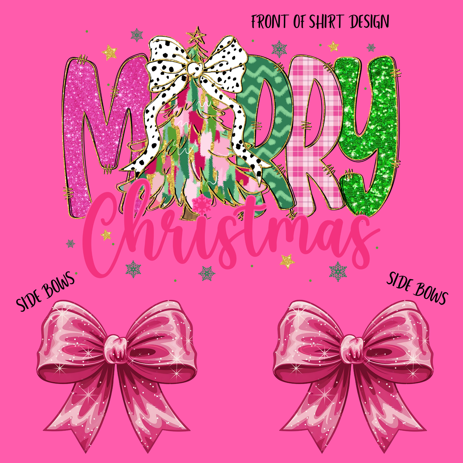 MERRY CHRISTMAS WITH 2 SIDE BOWS