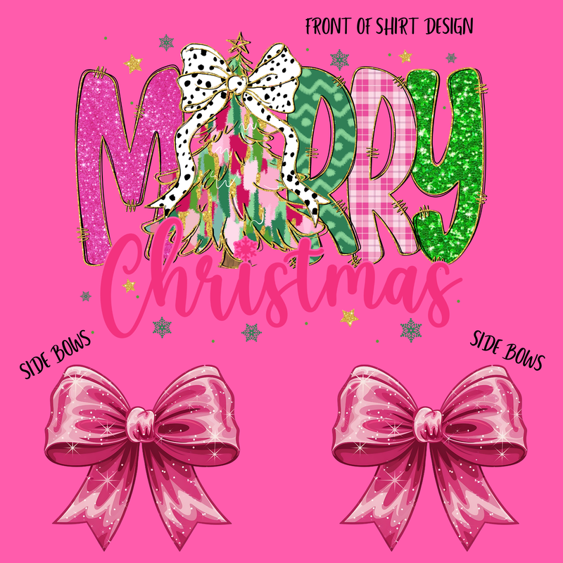 MERRY CHRISTMAS WITH 2 SIDE BOWS