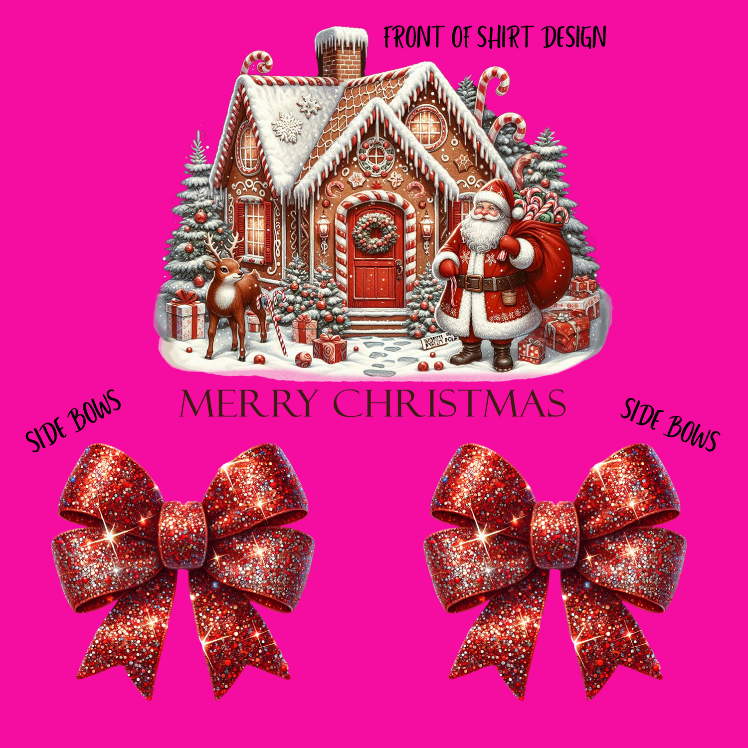 MERRY CHRISTMAS WITH 2 SIDE BOWS