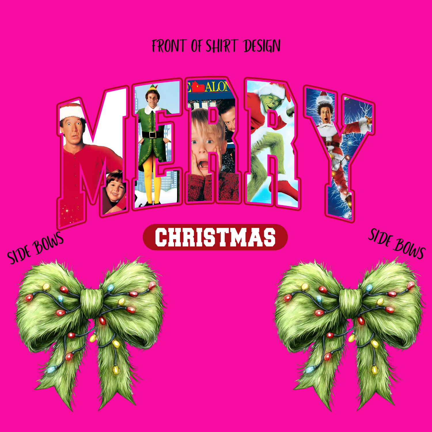 MERRY CHRISTMAS WITH 2 SIDE BOWS