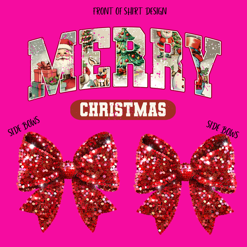 MERRY CHRISTMAS WITH 2 SIDE BOWS