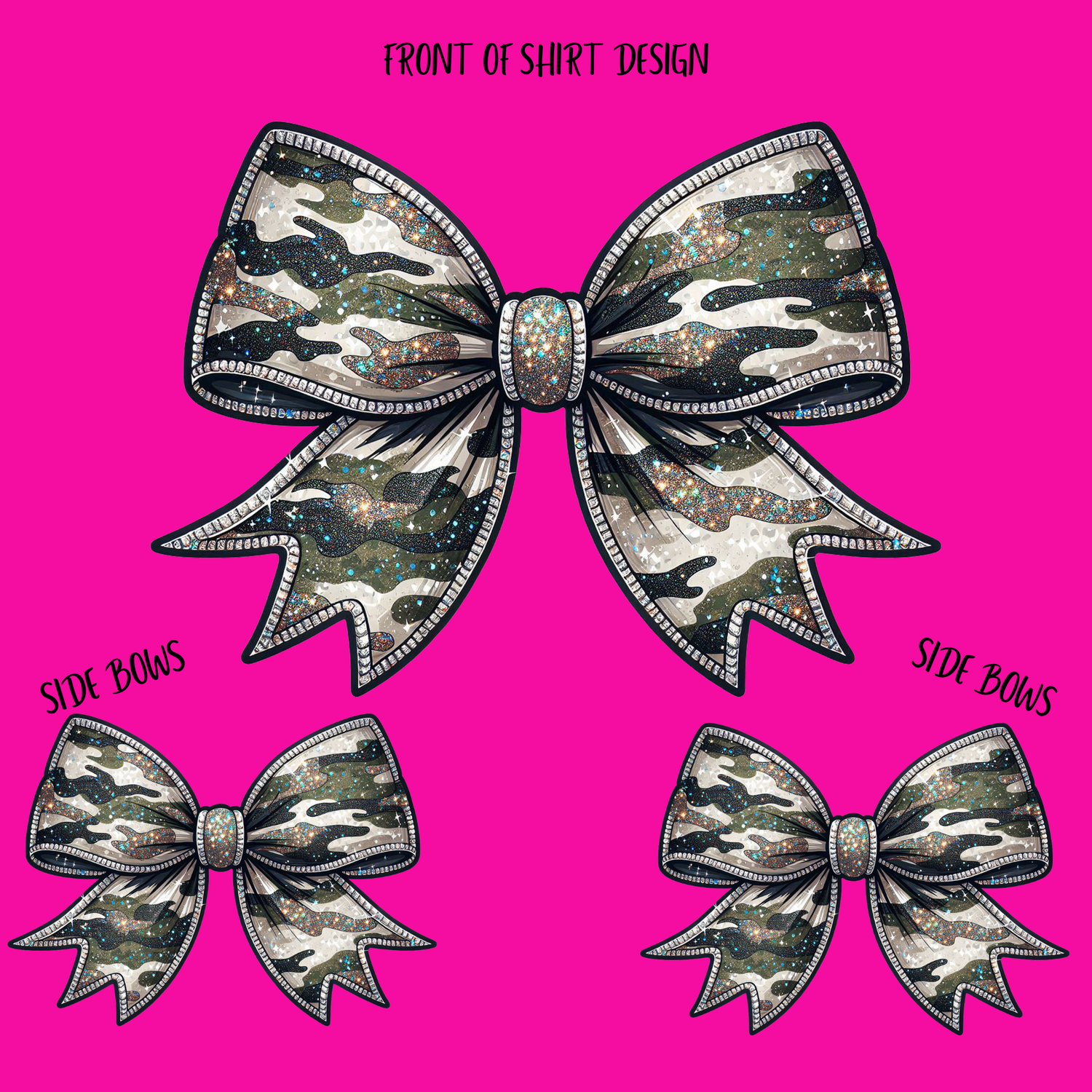 CAMO RINESTONE BOW WITH 2 SIDE BOWS