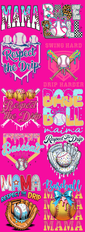22X60 DRIPPY BASEBALL PRE MADE GANGSHEET