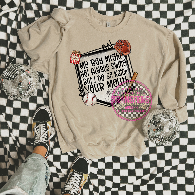my boy may not swing - tee or crewneck