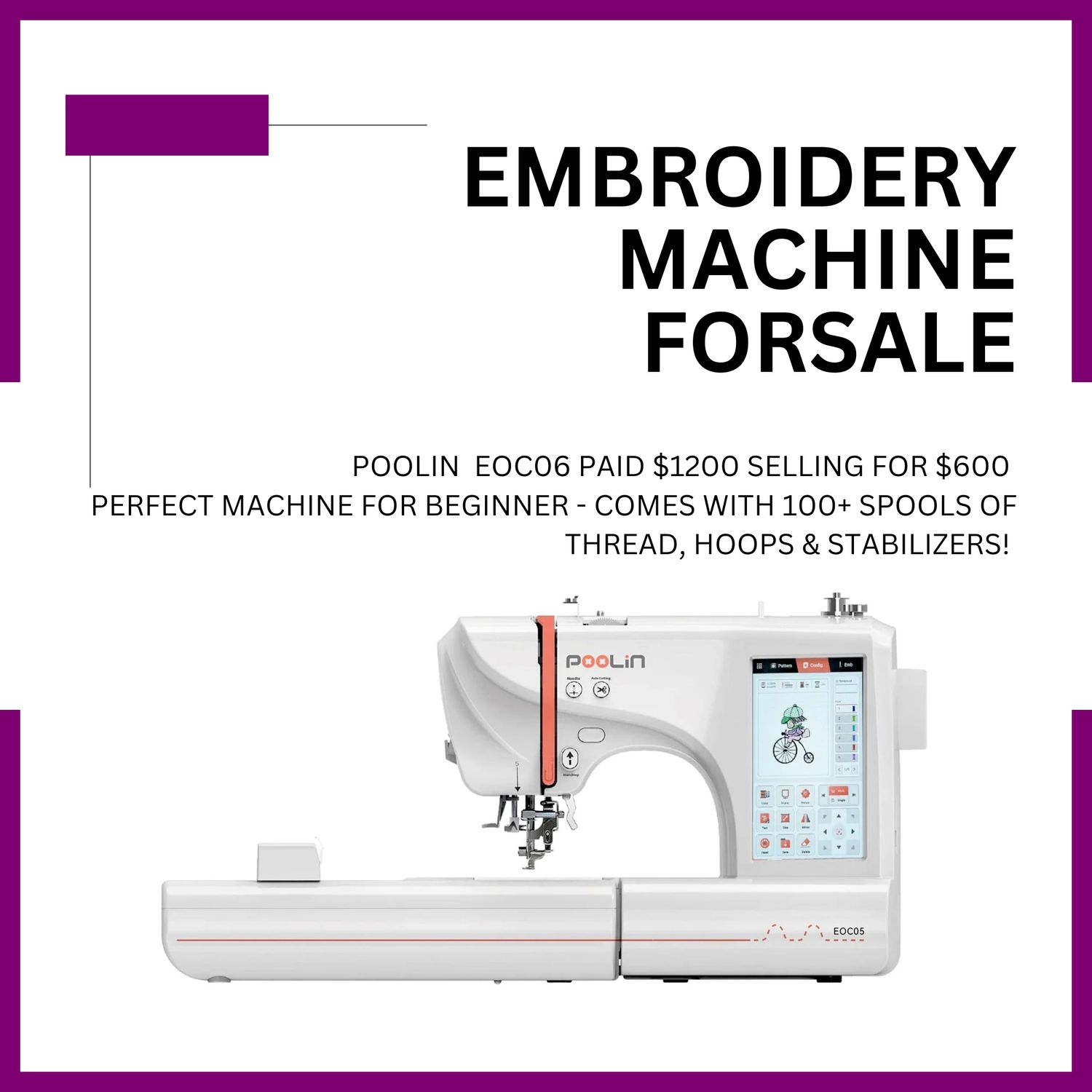 EMBROIDERY MACHINE FORSALE
