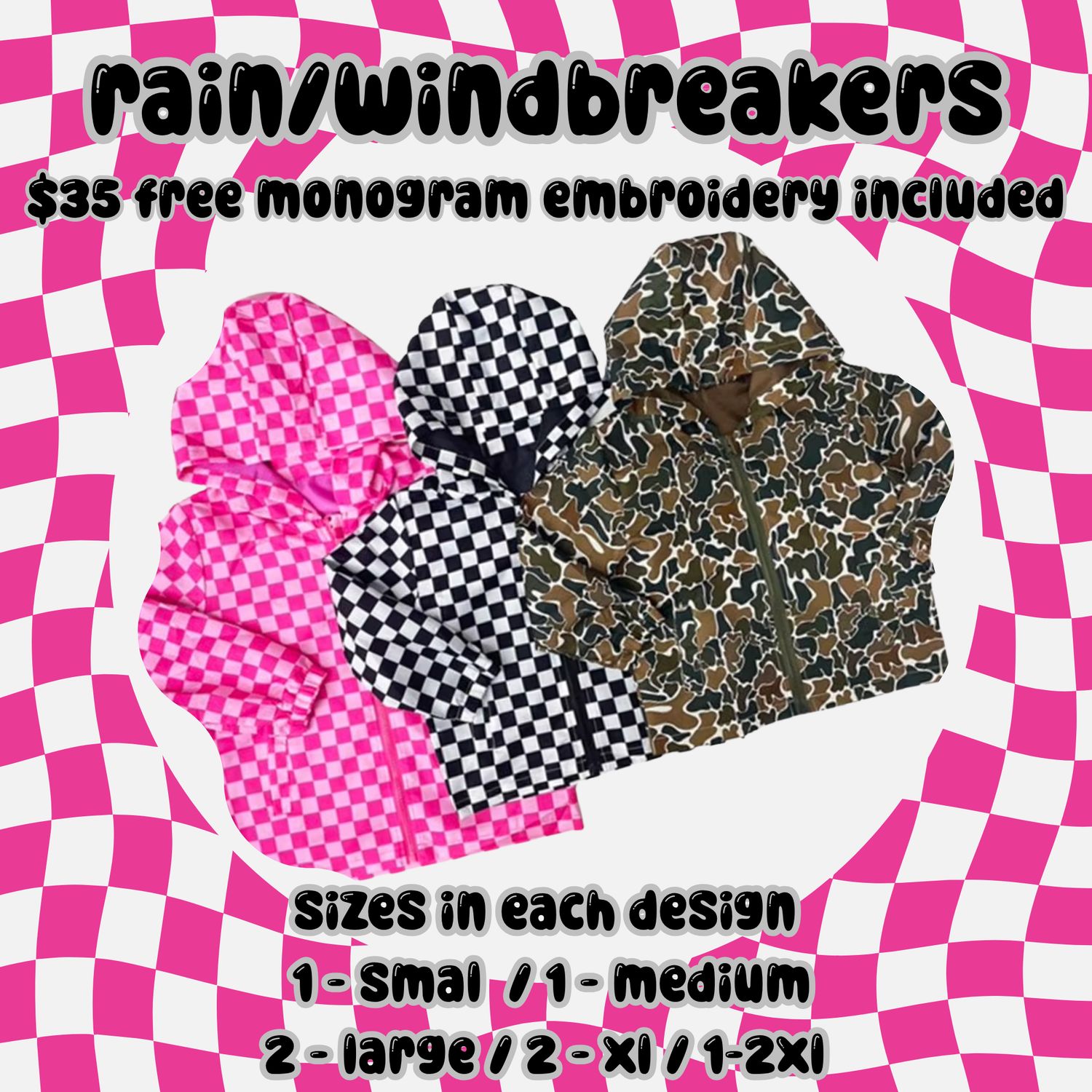 Rain/Windbreaker Jackets RESTOCKED