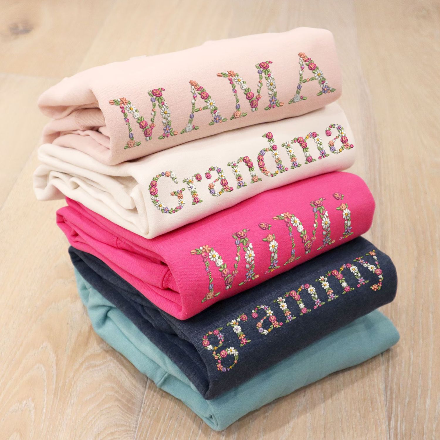 Floral Embroidered Name Sweatshirt