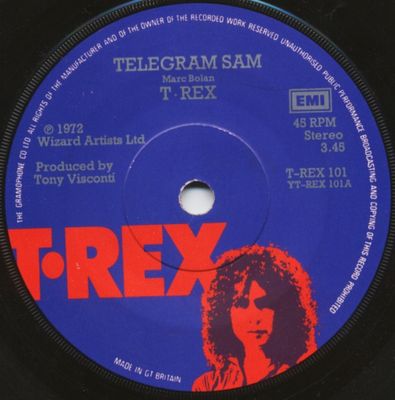 T•Rex* - Telegram Sam (7&quot;, Maxi, Sol) (Very Good Plus (VG+))