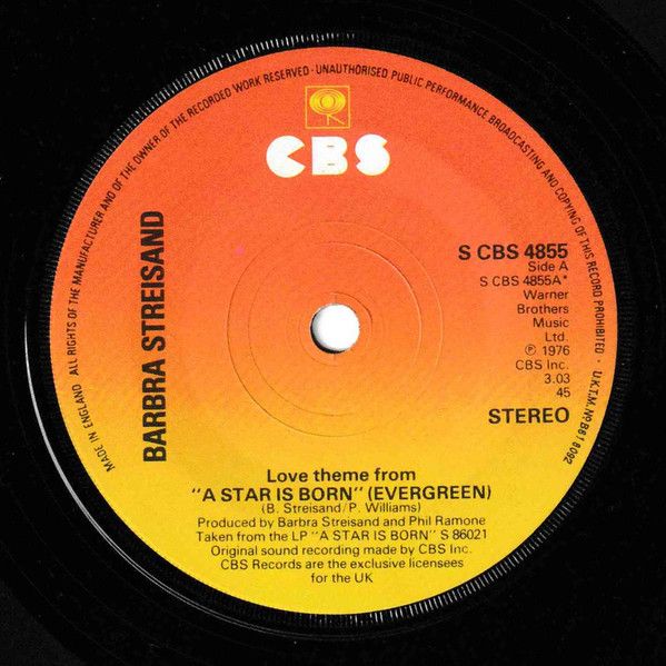 Barbra Streisand - Love Theme From &quot;A Star Is Born&quot; (Evergreen) (7&quot;, Single, Sol) (Near Mint (NM or M-))