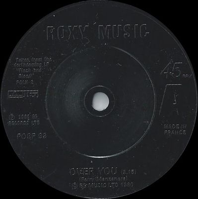 Roxy Music - Over You (7&quot;, Single, Bla) (Very Good Plus (VG+))