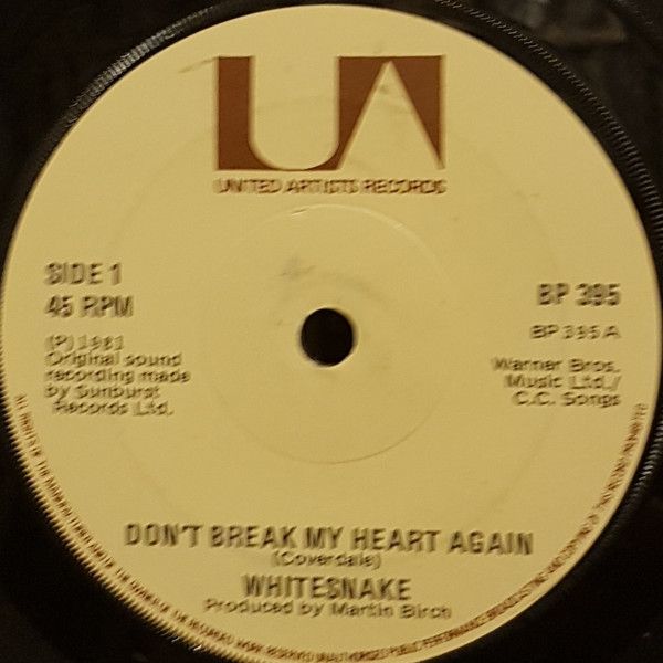 Whitesnake - Don&#39;t Break My Heart Again (7&quot;, Single) (Near Mint (NM or M-))