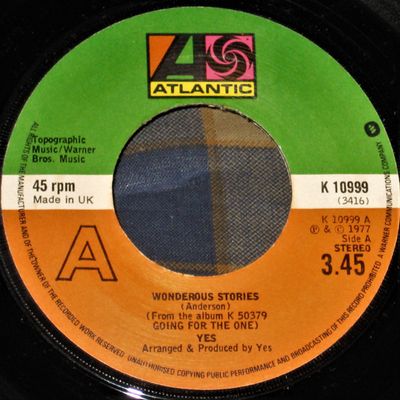 Yes - Wonderous Stories (7&quot;, Single, Lar) (Good Plus (G+))