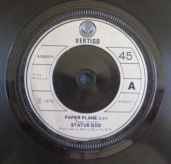 Status Quo - Paper Plane (7&quot;, Single, Mono, Sol) (Very Good (VG))
