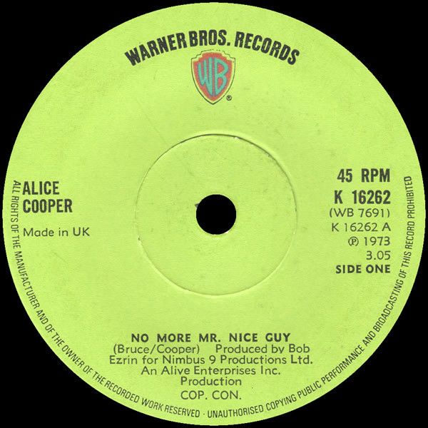 Alice Cooper - No More Mr. Nice Guy (7&quot;, Single, Sol) (Good Plus (G+))
