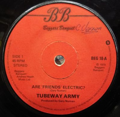 Tubeway Army - Are &#39;Friends&#39; Electric? (7&quot;, Single, Wit) (Very Good Plus (VG+))
