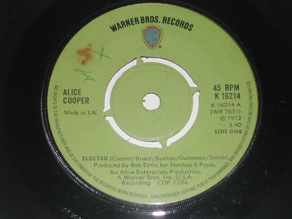 Alice Cooper - Elected / Luney Tune (7&quot;, Single, Pus) (Good Plus (G+))