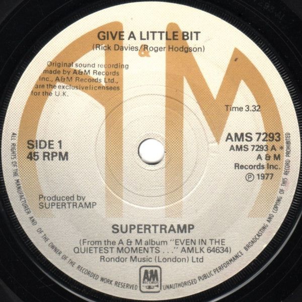 Supertramp - Give A Little Bit (7&quot;, Single) (Very Good (VG))