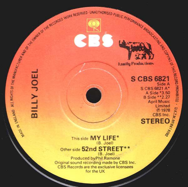 Billy Joel - My Life (7&quot;, Single) (Very Good (VG))