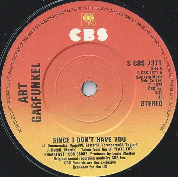 Art Garfunkel - Since I Don&#39;t Have You (7&quot;, Single) (Near Mint (NM or M-))