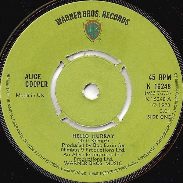 Alice Cooper - Hello Hurray (7&quot;, Single, Pus) (Good Plus (G+))