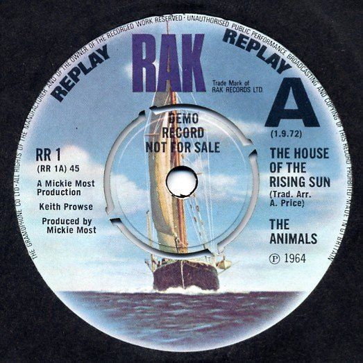 The Animals - The House Of The Rising Sun (7&quot;, Single, Promo) (Very Good (VG))