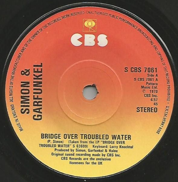 Simon &amp; Garfunkel - Bridge Over Troubled Water (7&quot;, Single, RE) (Very Good Plus (VG+))