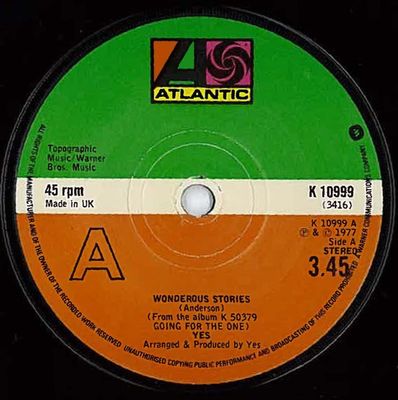 Yes - Wonderous Stories (7&quot;, Single) (Very Good Plus (VG+))