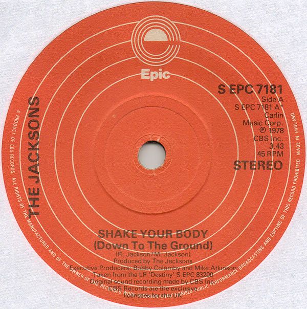 The Jacksons - Shake Your Body (Down To The Ground) (7&quot;, Single, Sol) (Very Good (VG))