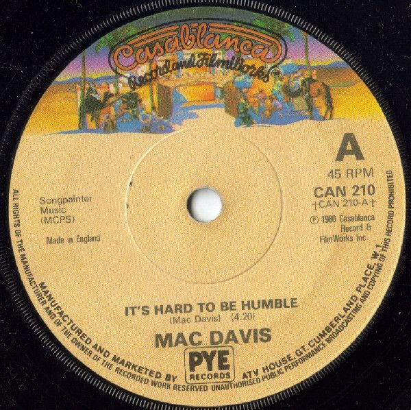 Mac Davis - It&#39;s Hard To Be Humble (7&quot;, Single) (Near Mint (NM or M-))