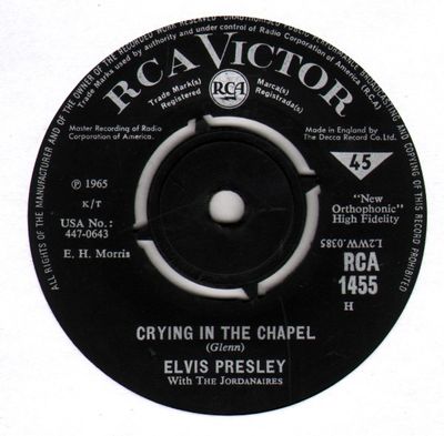 Elvis Presley With The Jordanaires - Crying In The Chapel (7&quot;, Single) (Fair (F))