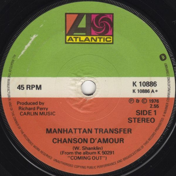 The Manhattan Transfer - Chanson D&#39;Amour (7&quot;, Single, Sol) (Very Good (VG))